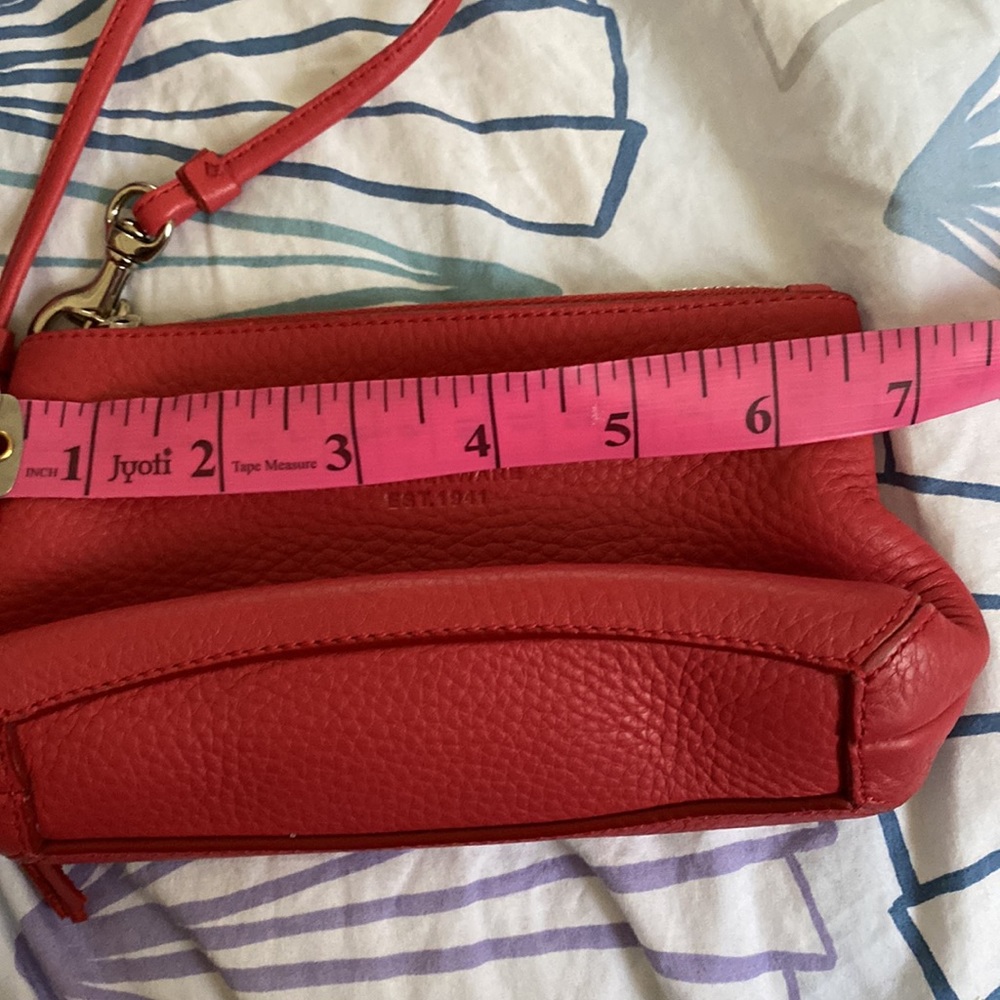 Coach Salmon Pebbled Leather Wristlet Wallet with Tassel and Zipper Top - Picture 9 of 11